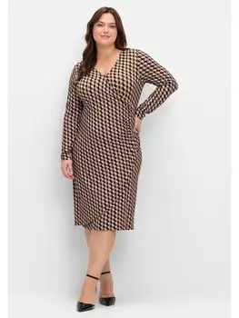 Длинное платье sheego by Joe Browns Jersey, цвет beigefarben gemustert