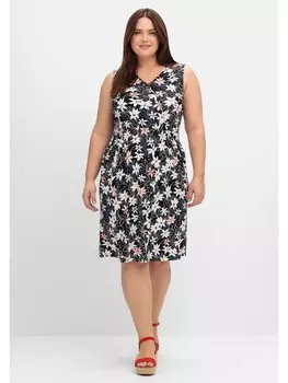 Длинное платье sheego Knielanges Jersey, цвет schwarz gemustert