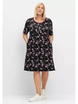 Длинное платье sheego Kurzes Shirt, цвет schwarz gemustert