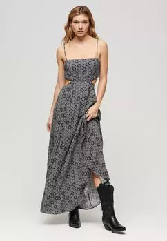 Длинное платье SHEERED BACK Superdry, черный