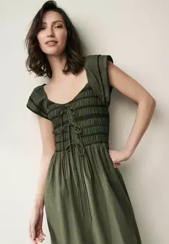 Длинное платье SHIRRED MIDI REGULAR FIT Next, зеленый