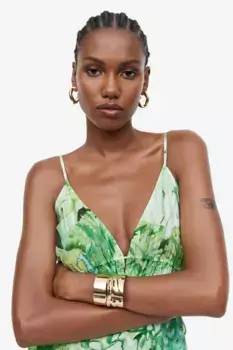 Длинное платье со шнурками H&M, зеленый