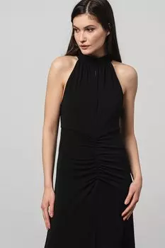 Длинное платье со складками Stefanel, черный