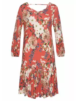 Длинное платье sOliver Jersey, цвет koralle-bedruckt