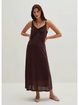 Длинное платье STEFANEL, темно-коричневый