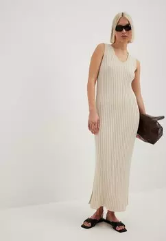 Длинное платье светло-бежевого цвета NA-KD, бежевый