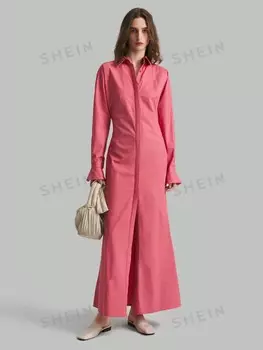 Длинное платье, светло-розовое, элегантное, минималистичное, Женское, зимнее Ontre, розовый