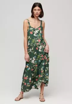 Длинное платье TIERED Superdry, зеленый
