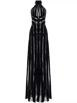 Длинное платье TOM FORD с открытой спиной и вырезом халтер, черный