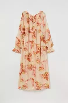 Длинное платье-трапеция H&amp;M, светло-бежевый/гортензия