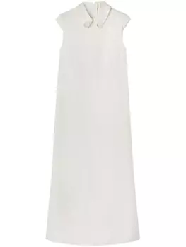 Длинное платье-трапеция с воротником челси Jil Sander, белый