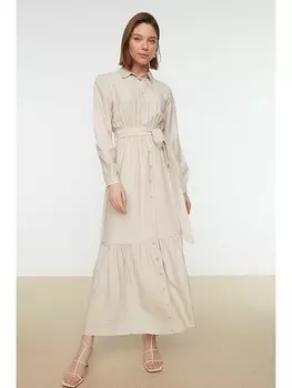 Длинное платье trendyol, бежевый
