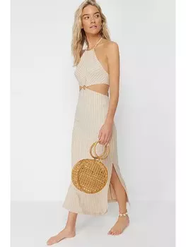 Длинное платье trendyol, бежевый