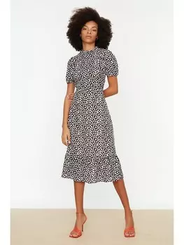 Длинное платье trendyol, черный/белый