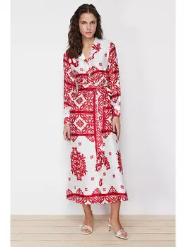 Длинное платье trendyol, цвет rot/wei