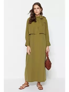 Длинное платье trendyol, оливковый