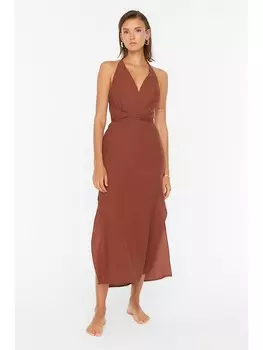 Длинное платье trendyol, темно-коричневый