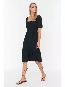 Длинное платье trendyol, темно-синий