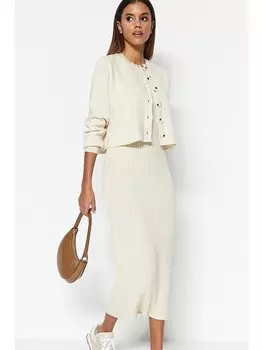 Длинное платье trendyol Twinset, бежевый