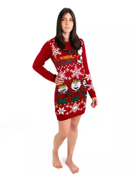 Длинное платье United Labels The Peanuts Snoopy Strick Weihnachten Winter Strick Christmas, красный