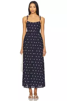 Длинное платье Valory Beach Riot, navy polka dot