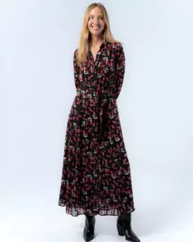 Длинное платье Vega с цветочным принтом Niza, цвет Negro