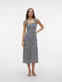 Длинное платье Vero Moda, цвет dunkelblau/wei