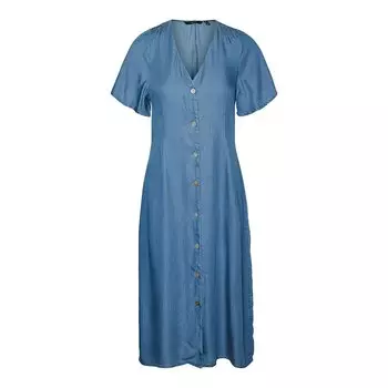 Длинное платье Vero Moda Liliana Calf Short Sleeve, синий