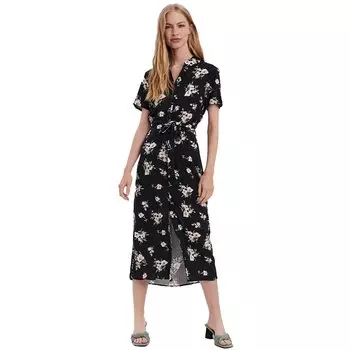 Длинное платье Vero Moda Simply Easy Short Sleeve, черный