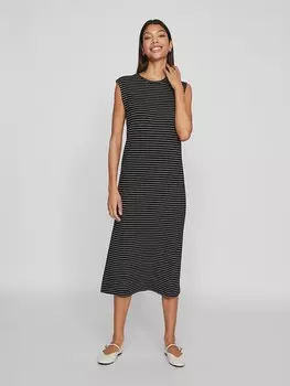 Длинное платье Vila, черный/белый