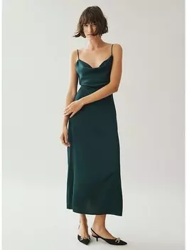 Длинное платье Vila, темно-зеленый