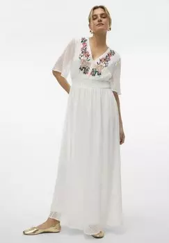 Длинное платье Vmdaisey 2/4 Dress Vero Moda, ярко-белое