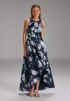 Длинное платье Vokuhila Aus Fester Strukturware Swing, цвет navy multi