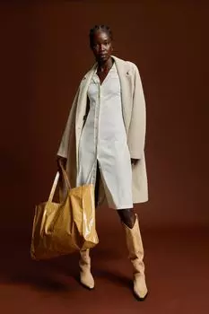 Длинное платье в полоску H&amp;M, сливочный