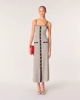 Длинное платье в полоску из трикотажного полотна Maje, мультиколор