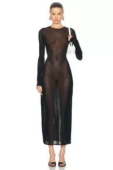 Длинное платье в тонкую полоску Morphing Jean Paul Gaultier, черный