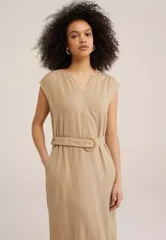 Длинное платье WE Fashion, оливковый