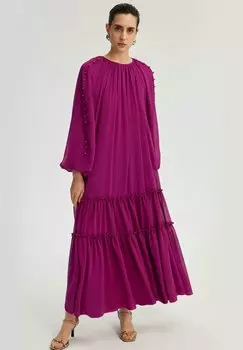 Длинное платье WITH PEARL BUTTON DETAIL Touch Priv, неон фуксия