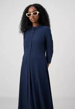 Длинное платье YASSAVANNA LONG SHIRT DRESS YAS, темно-синий