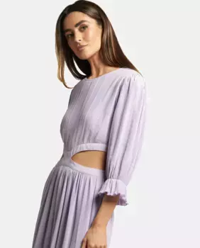 Длинное плиссированное платье с вырезом на талии Alma en Pena, фиолетовый