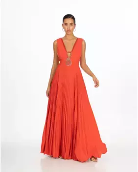 Длинное плиссированное платье Sonia Pea, оранжевый