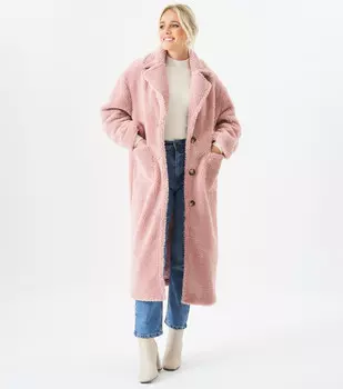 Длинное плюшевое пальто Gini London, красный