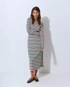 Длинное полосатое платье Brownie, черный