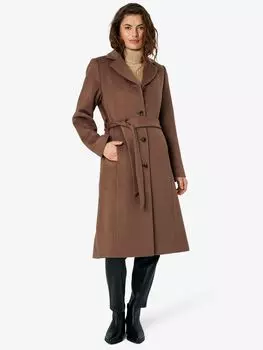 Длинное полушерстяное пальто Cecilia Noa Noa, глубокий серо-коричневый