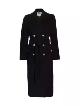 Длинное полушерстяное пальто Olina с поясом L'Agence, черный