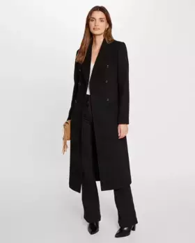 Длинное прямое женское тканевое пальто Morgan, черный