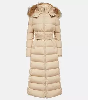 Длинное пуховое пальто fudson Moncler, бежевый