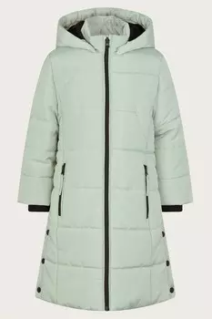 Длинное пуховое пальто с капюшоном Monsoon, зеленый