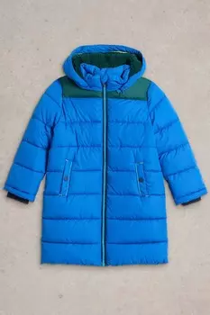 Длинное пуховое пальто White Stuff, синий