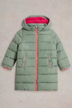 Длинное пуховое пальто White Stuff, зеленый